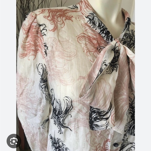 Trina Turk Bow Tie Silk and Cotton Blouse size Small GUC - Picture 2 of 7